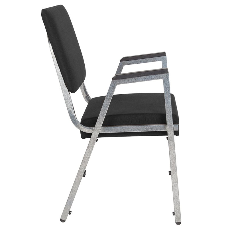 Flash Furniture Hercules Bariatric Reception Arm Chair in Black and Silver