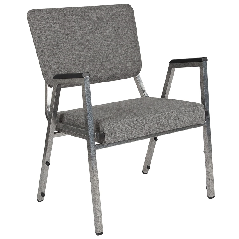 Flash Furniture Hercules Bariatric Reception Arm Chair in Gray and Silver