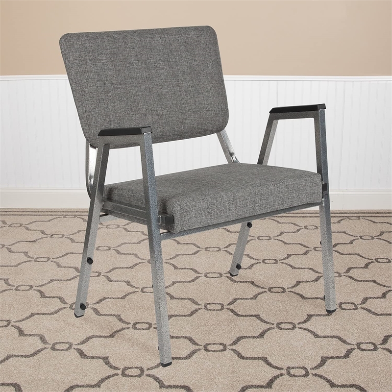 Flash Furniture Hercules Bariatric Reception Arm Chair in Gray and Silver