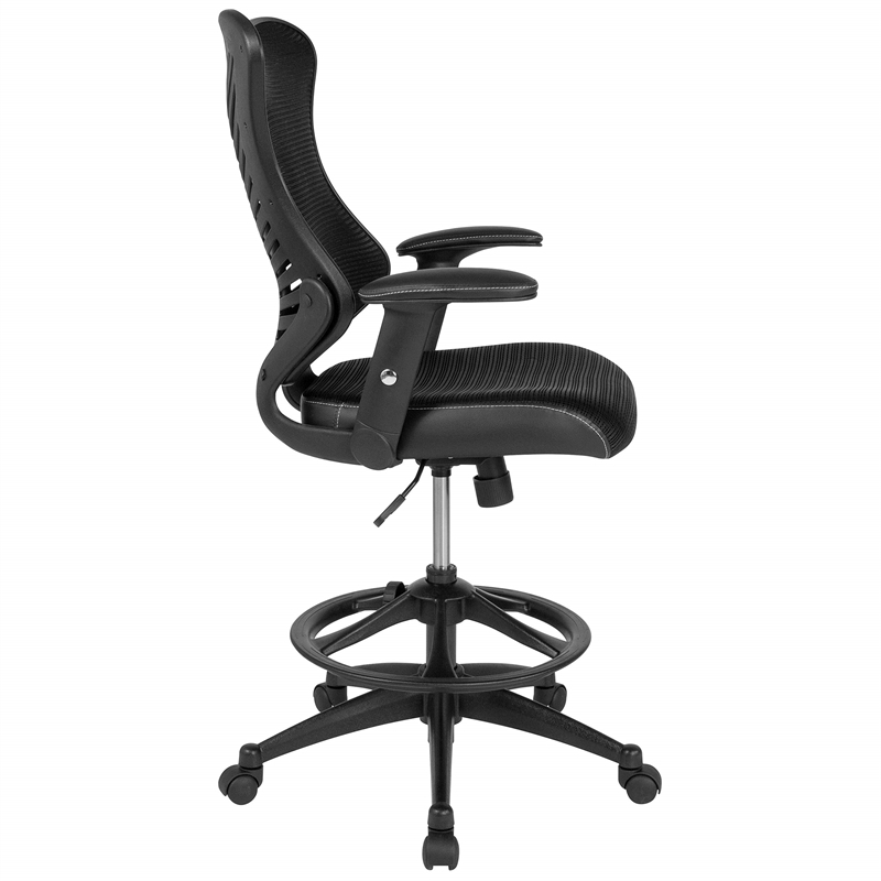 Flash Furniture Mesh High Back Swivel Drafting Stool in Black