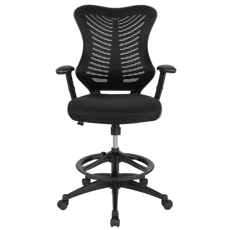 Flash Furniture Mesh High Back Swivel Drafting Stool in Black