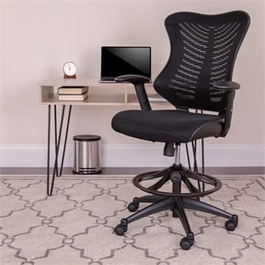 Flash Furniture Mesh High Back Swivel Drafting Stool in Black