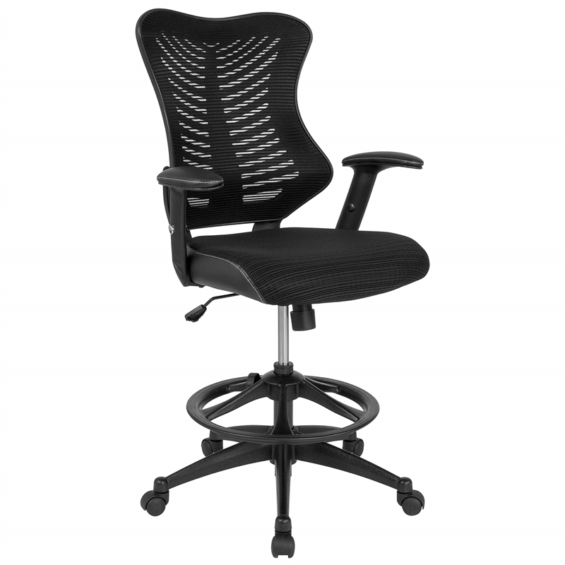 Flash Furniture Mesh High Back Swivel Drafting Stool in Black