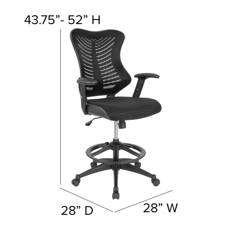 Flash Furniture Mesh High Back Swivel Drafting Stool in Black
