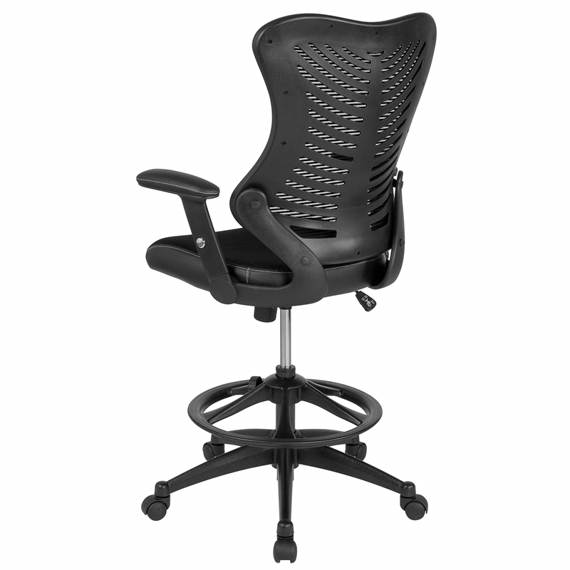 Flash Furniture Mesh High Back Swivel Drafting Stool in Black