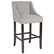 Flash Furniture Carmel 24&quot Tufted Counter Stool in Light Gray and Walnut