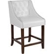 Flash Furniture Carmel 24&quot Leather Tufted Counter Stool in White and Walnut