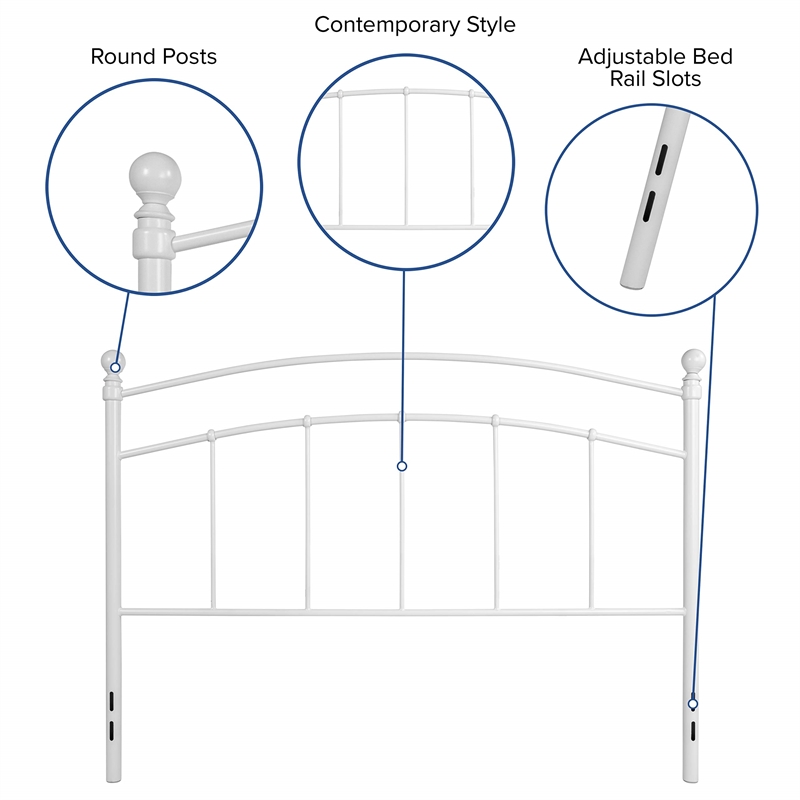 Flash Furniture Woodstock Queen Metal Spindle Headboard in White