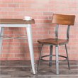 Flash Furniture Flint Metal Dining Side Chair in Rustic Walnut