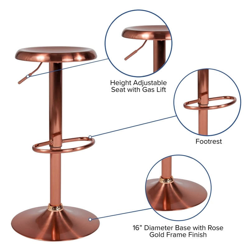 Flash Furniture Madrid Adjustable Swivel Bar Stool in Rose Gold