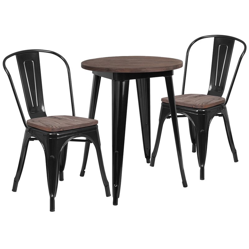 Flash Furniture 3 Piece 24 Round Bistro Set In Black And Brown
