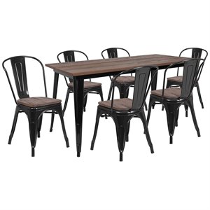 Flash Furniture 7 Piece 60&quot Dining Set in Black and Brown