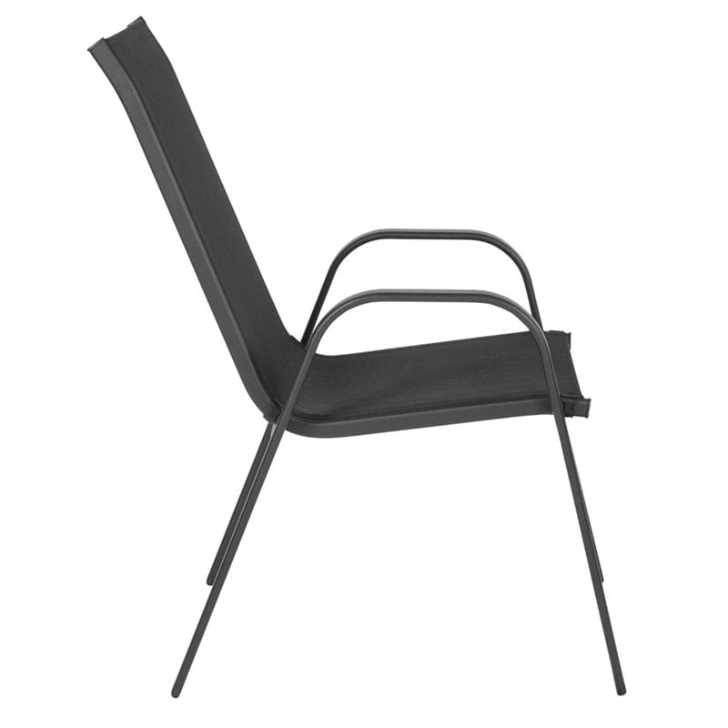 black sling stacking patio chair