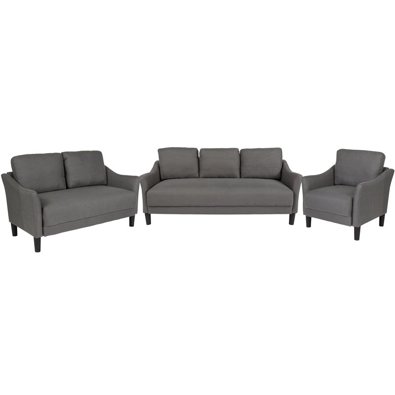 Details About Flash Furniture Asti 3 Piece Sofa Set In Dark Gray And Black
