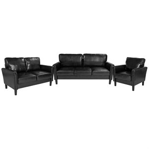flash furniture bari 3 piece contemporary leather sofa set