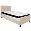 Flash Furniture Tribeca Tufted Twin Platform Bed in Beige