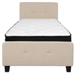 Flash Furniture Tribeca Tufted Twin Platform Bed in Beige