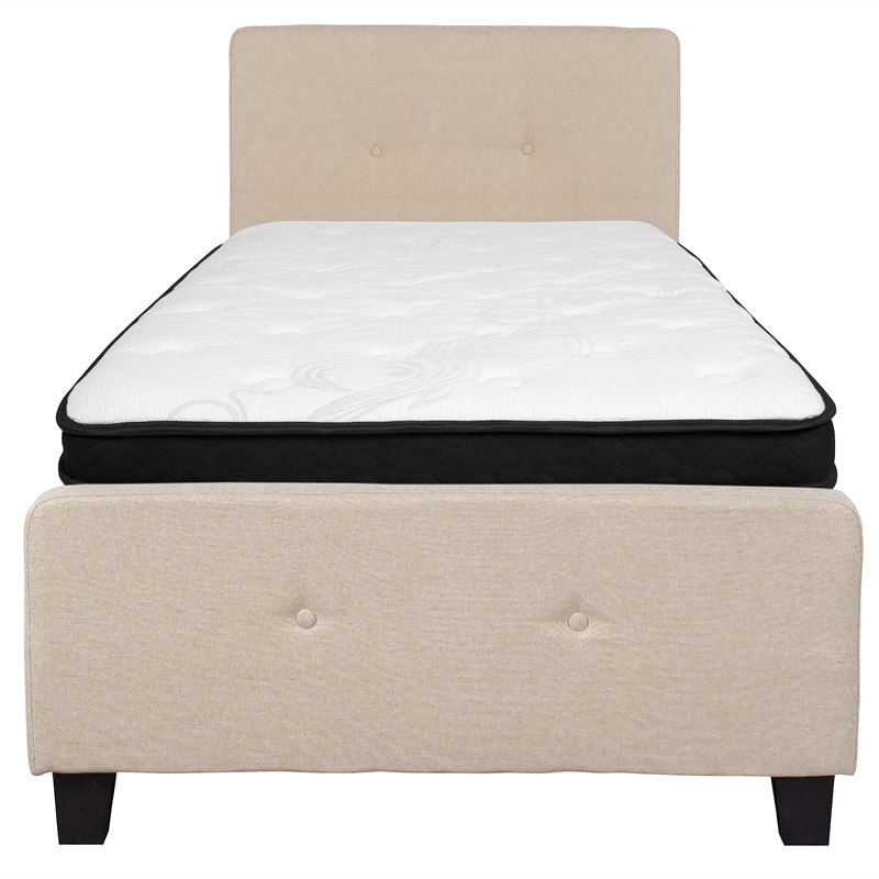 Flash Furniture Tribeca Tufted Twin Platform Bed in Beige