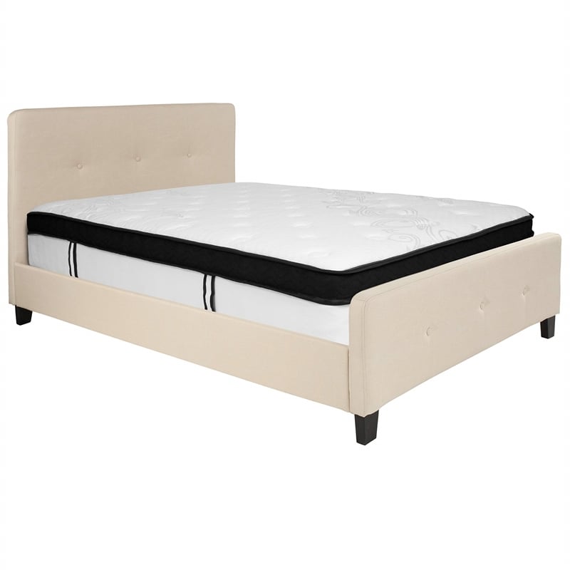 Flash Furniture Tribeca Tufted Full Platform Bed in Beige