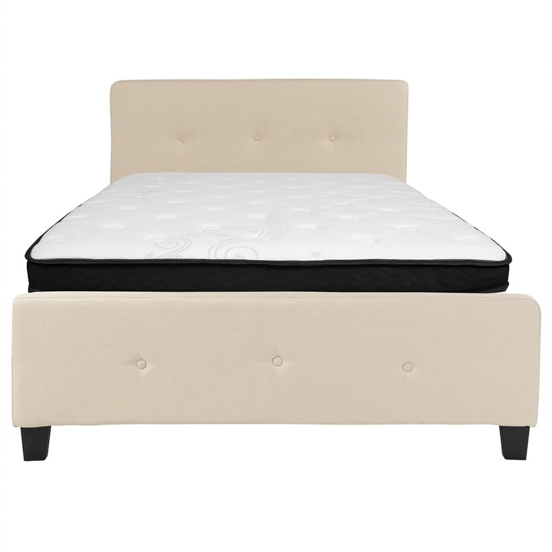 Flash Furniture Tribeca Tufted Full Platform Bed in Beige