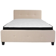 Flash Furniture Tribeca Tufted Queen Platform Bed in Beige