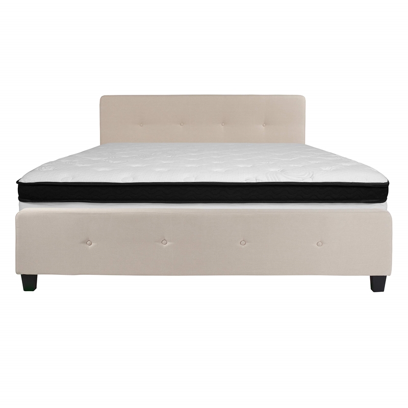 Flash Furniture Tribeca Tufted King Platform Bed in Beige