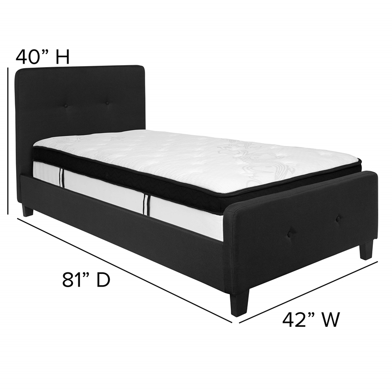 Flash Furniture Tribeca Tufted Twin Platform Bed in Black
