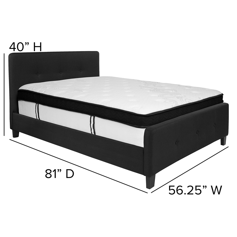 Flash Furniture Tribeca Tufted Full Platform Bed in Black