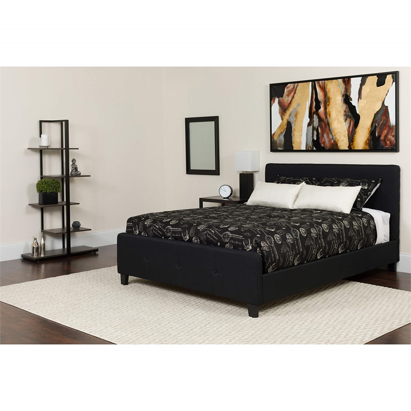 Flash Furniture Tribeca Tufted Queen Platform Bed in Black