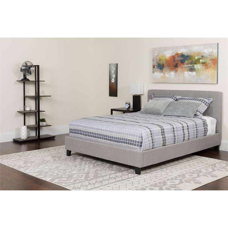 Flash Furniture Tribeca Tufted Twin Platform Bed in Light Gray