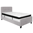 Flash Furniture Tribeca Tufted Twin Platform Bed in Light Gray