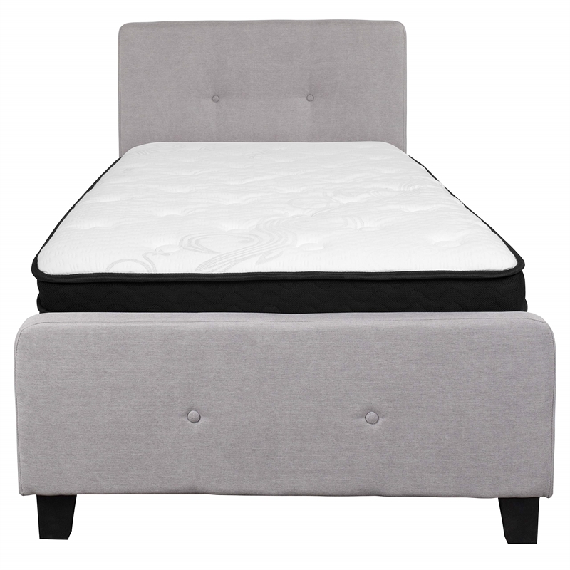 Flash Furniture Tribeca Tufted Twin Platform Bed in Light Gray