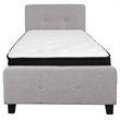 Flash Furniture Tribeca Tufted Twin Platform Bed in Light Gray