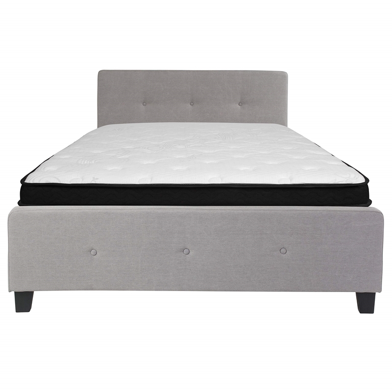 Flash Furniture Tribeca Tufted Queen Platform Bed in Light Gray