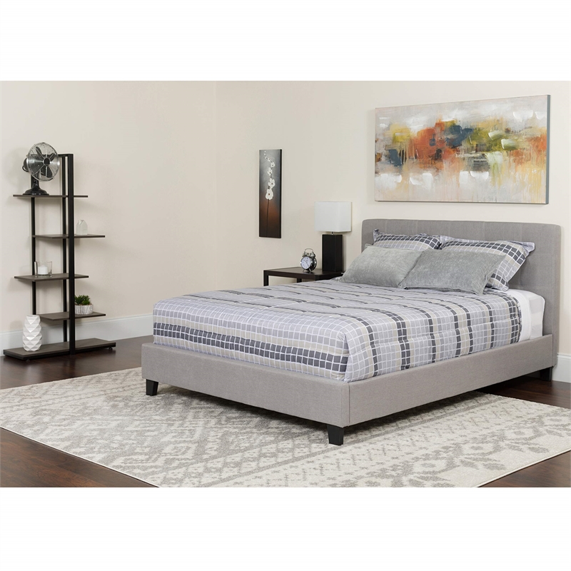 Flash Furniture Tribeca Tufted King Platform Bed in Light Gray