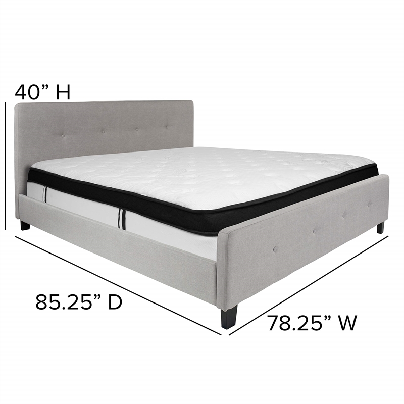 Flash Furniture Tribeca Tufted King Platform Bed in Light Gray