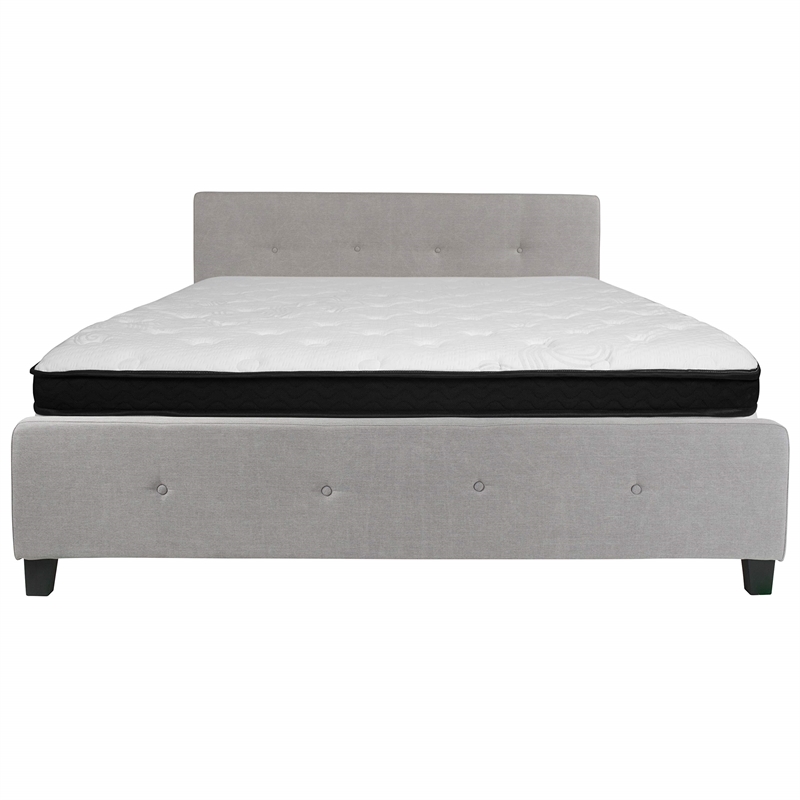 Flash Furniture Tribeca Tufted King Platform Bed in Light Gray
