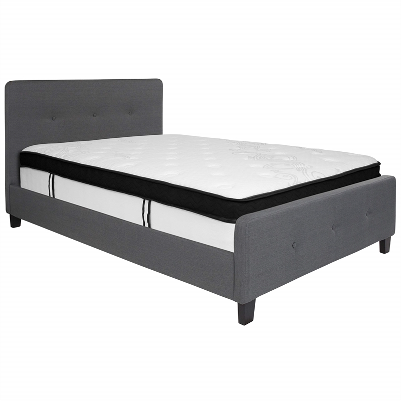 Flash Furniture Tribeca Tufted Full Platform Bed in Dark Gray