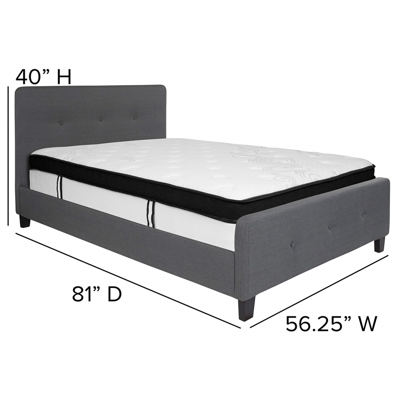 Flash Furniture Tribeca Tufted Full Platform Bed in Dark Gray
