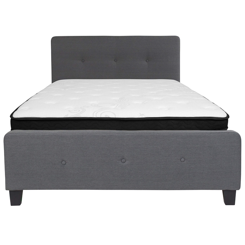 Flash Furniture Tribeca Tufted Full Platform Bed in Dark Gray