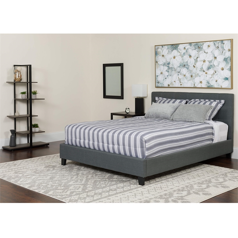 Flash Furniture Tribeca Tufted King Platform Bed in Dark Gray