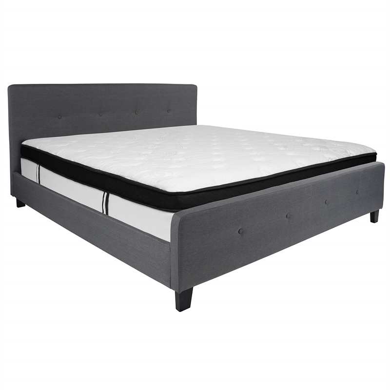 Flash Furniture Tribeca Tufted King Platform Bed in Dark Gray