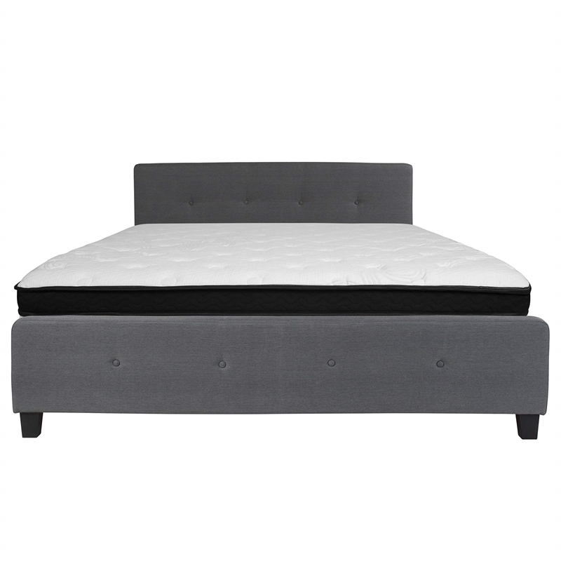 Flash Furniture Tribeca Tufted King Platform Bed in Dark Gray