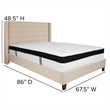 Flash Furniture Riverdale Tufted Queen Wingback Platform Bed in Beige