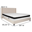 Flash Furniture Riverdale Tufted King Wingback Platform Bed in Beige