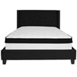 Flash Furniture Riverdale Tufted Queen Wingback Platform Bed in Black