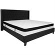 Flash Furniture Riverdale Tufted King Wingback Platform Bed in Black