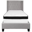 Flash Furniture Riverdale Tufted Twin Wingback Platform Bed in Gray