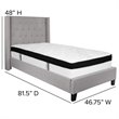 Flash Furniture Riverdale Tufted Twin Wingback Platform Bed in Gray