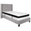 Flash Furniture Riverdale Tufted Twin Wingback Platform Bed in Gray